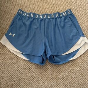 Under Armour Women's Sky Blue and White Athletic Shorts